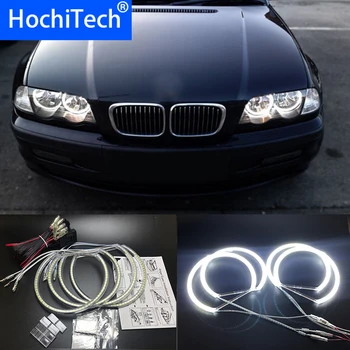 HochiTech 131mm+146mm Ultra ryškūs SMD baltos spalvos LED angel eyes 2500LM halo žiedas rinkinys dienos šviesą BMW E46 NE PROJEKTO Sedanas Sedanas