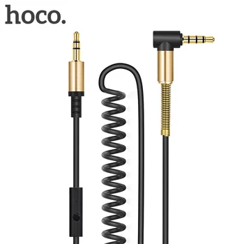 HOCO Aux Pavasario Kabelis su Mikrofonu paauksuotų 3,5 mm Jack Male Vyrų 90 Laipsnių Audio Kabelis Jack 3.5 iPhone MP3 / MP4