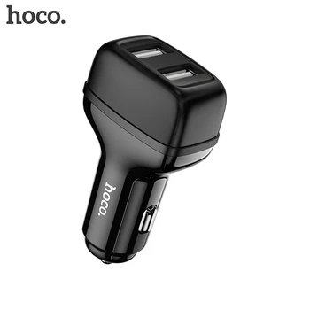HOCO Dviguba Išvestis USB Automobilinis Įkroviklis iphone 11 Pro XS 8 7 Plus Universalus 5V2.4A Greito Įkrovimo Adapteris, Skirtas 