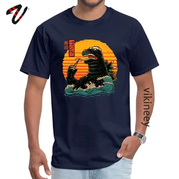 Hokusai Dragonzilla Monstras Dragon Suši Banga T Shirts Japonijos Saulėlydžio Klasikinis Marškinėlius Vyrams Asmeninį Tee-Shirt O-Kaklo