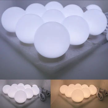 Holivudo Stiliaus USB Tuštybės Žibintai 10VNT LED Lemputės šviesos srautą galima reguliuoti Makiažo Veidrodėliai Šviesos tualetinis staliukas