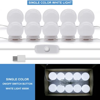 Holivudo Stiliaus USB Tuštybės Žibintai 10VNT LED Lemputės šviesos srautą galima reguliuoti Makiažo Veidrodėliai Šviesos tualetinis staliukas
