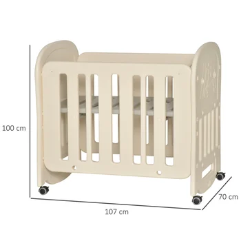 HOMCOM kūdikio lovelę 0-3 metų reguliuojamas 2 Aukščių Kabrioletas supamoji kėdė su ratukais ir stabdžiais 107x70x100 cm Smėlio spalvos