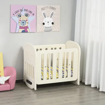 HOMCOM kūdikio lovelę 0-3 metų reguliuojamas 2 Aukščių Kabrioletas supamoji kėdė su ratukais ir stabdžiais 107x70x100 cm Smėlio spalvos