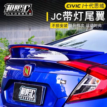 Honda Civic Spoileris 2016-2017 ABS Plastiko dažytos Spalvos Galinis Stogo Aptakas Sparno Kamieno Lūpų Įkrovos Padengti Automobilio Stiliaus