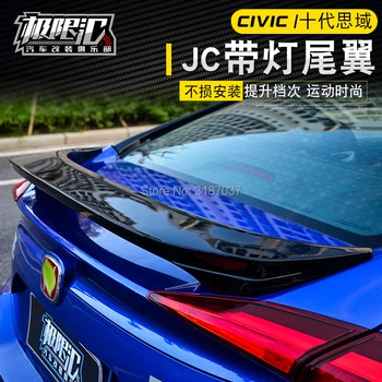 Honda Civic Spoileris 2016-2017 ABS Plastiko dažytos Spalvos Galinis Stogo Aptakas Sparno Kamieno Lūpų Įkrovos Padengti Automobilio Stiliaus