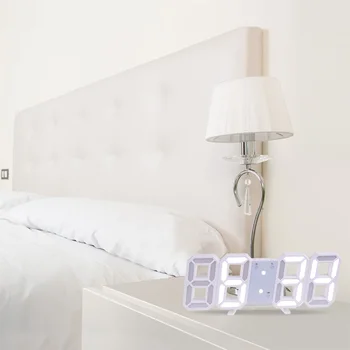 HOOQICT 3D LED Skaitmeninis Didelis Sieninis Laikrodis Modernaus Dizaino Namų Kambarį Apdaila Dienos Temperatūra Kalendoriaus Signalą, Stalo Laikrodis
