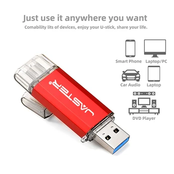 Hotsale JASTER OTG USB Flash Drive, Modelis C Pen Ratai 512 GB 256 GB 128GB 64GB 32GB 16GB USB 3.0 Pendrive Tipo C Prietaisas