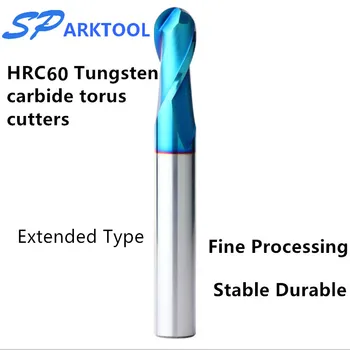 HRC60 Kamuolys Nosies cutter Karbido pabaiga malūnas Lydinio Danga Volframo Plieno Pjovimo Įrankį 1 2 4 5 6 8 mm 2Flutes Frezavimo CNC Cutter ma