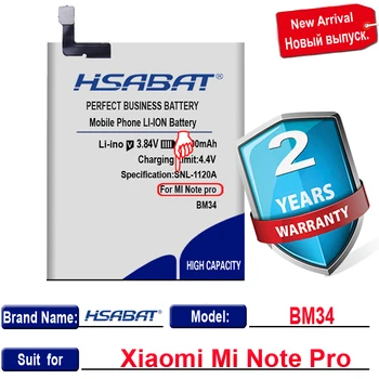 HSABAT BM34 4300mAh Baterija Built-in Li-ion Už Xiaomi Mi Pastaba Pro Baterijas