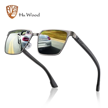 HU MEDIENOS, Metalo Rėmo akiniai nuo saulės pavasarį medienos Šventykla su poliarizuota lęšiai ir 4 spalvų ir akiniai nuo saulės vyrams ir moterims GR8037