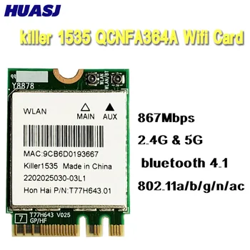 Huasj Už Bigfoot Killer Wireless-AC 1535 Atheros QCNFA364A NGFF Dual Band Killer1535 802.11 ac M. 2 Wireless Card + Bluetooth 4.1