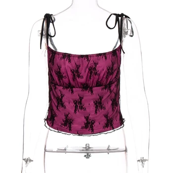 Hugcitar 2020 rankovių nėrinių kratinys tvarstis seksualus apkarpyti viršūnes vasaros moterų mados streetwear komplektus camis