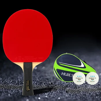 Huieson Profesionalų Stalo Teniso Raketės 8 Žvaigždė Mokymo Ping Pong Irklas Tungo Medžio Ilga Rankena Trumpa Rankena su 2 Atveju Kamuolys