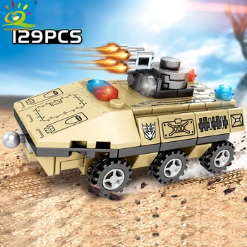 HUIQIBAO 733PCS 6in1 Deformacijos Robotas Blokai Miesto Karinis Tankas, Sraigtasparnis Sunkvežimių Plytų Švietimo Žaislai Vaikams