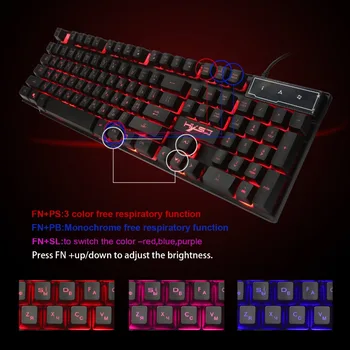 HXSJ R8 Žaidimų Klaviatūra 104keys rusų/anglų Keybboard 3 Spalvų LED Apšvietimu Panašių Mechaninė klaviatūra Jaustis PC Žaidimai