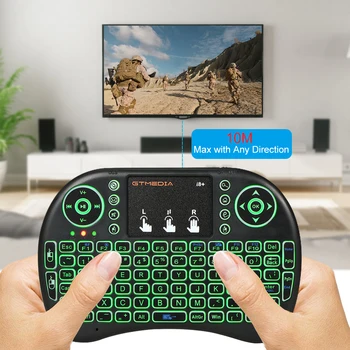 I8 klaviatūros apšvietimu anglų rusų ispanų Oro Pelė 2,4 GHz Belaidė Klaviatūra, Touchpad Kišeninis TV BOX 