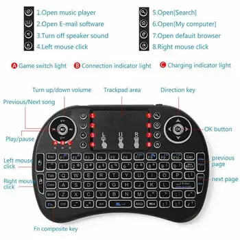 I8 Minikeyboard rusų anglų Versija 2.4 GHz Wireless Keyboard Nuotolinio i8 Touchpad Klaviatūra Didmeninė Mini Kontrolės Backlig P1J7