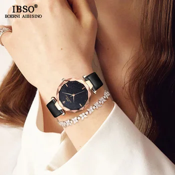 IBSO Prekės ženklo Moterų Šviečiantis Ratukas Dizaino Laikrodžiai Mados Iškirpti Stiklo Konstrukcijos Moterų Riešo Žiūrėti Aukštos Kokybės Ponios Kvarco Žiūrėti