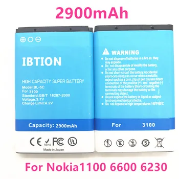 IBTION 2900mAh BL-5C Baterija Nokia1100 6600 6230 C2-06 X2-01 6230i 