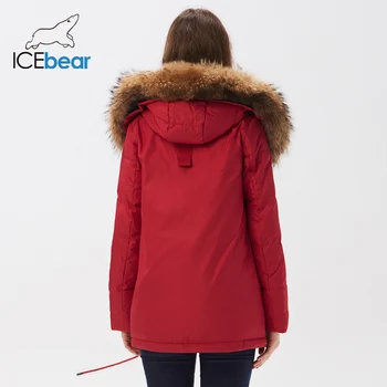 Icebear 2020 m. žiemos trumpos moterų kailis Aukštos kokybės moterų parko Madingas, šiltas prekės ženklo striukė GWD20171I