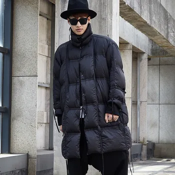 IEFB /vyriški drabužiai Dizainas nišą vidutinio ilgio, juodas ilgas kailis vyrų 2020 m. žiemos drabužių negabaritinių stovėti apykaklės, lengvas kailis 9Y3600