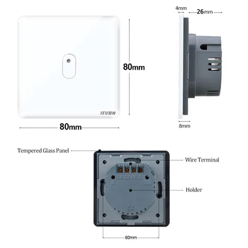 IEVON Prabanga Sienos Touch Sensorius Jungiklis ES/UK Standartas Šviesiai Pilka Krištolo Jutiklinį Jungiklį Power 1/2/3 Gauja 1 Būdas AC 220
