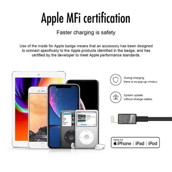 IFory PFI Sertifikatą Apšvietimo Kabelis USB A į Apšvietimo iPhone Įkroviklio Greito Įkrovimo Nailono Nerijos 3Ft 0,9 M Laidas iPhone Xs Max