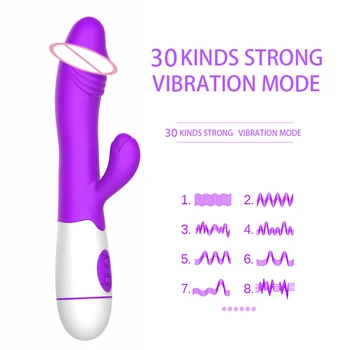 IKOKY Dildo Rabbit Vibratorius Moterų Masturbator Dvigubos Vibracijos Sekso Žaislai Moters G Spot Massager Makšties Klitorio Stimuliatorius