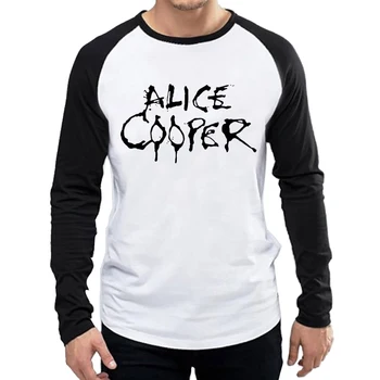 Ilgomis Rankovėmis, Alice Cooper Marškinėliai Mados Balta Spalva Mens Alice Cooper Logotipas marškinėliai Topai Tees marškinėlius Visą Rankovės Juosta Drabužiai