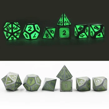 IMDG 7pcs/set Kūrybos RPG Žaidimas Kauliukais, Polyhedron Metalo Kauliukai DND Šviesos Skaitmeninis Žaidimas Kauliukai
