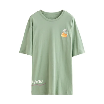 INAMN Vasaros Japonija Stilius Saldus Spausdinti O-kaklo Prarasti Medvilnės Visų rungtynių Pusė Rankovėmis T-shirt