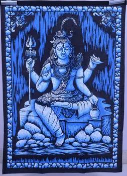 Indijos Induizmo Dievas ŠIVA Sėdi Meditacijos Sienos Kabo Gobelenas