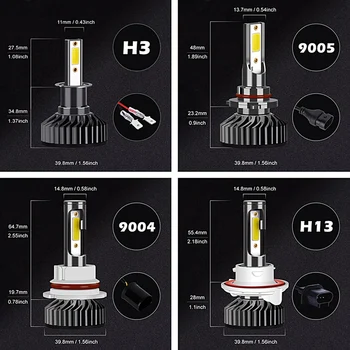 Infitary Automobilių Žibintai Lemputės LED H1 H13 H27 880 HB3 HB4 Ledo COB 6500K