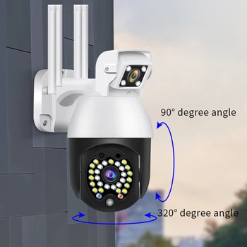 Infraraudonųjų SPINDULIŲ Naktinis Matymas, LED Šviesos Stebėjimo Kameros 1080P WIFI PTZ IP Kamera, Wireless Dual Objektyvas HD VAIZDO Lauko Security Cam 29 Vnt