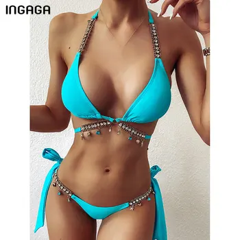 INGAGA Push Up Bikini, maudymosi Kostiumėliai Moterims, Styginių Apynasrio Maudymosi Maudymosi Kostiumas Moterims Kryžiaus Tvarstis Biquini 2021 Bikini Komplektas Paplūdimio