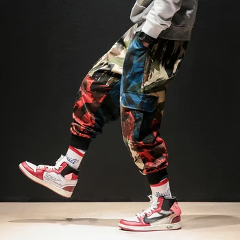 INS Kamufliažas Vyrų Krovinių Kelnės 2020 Metų Hip-Hop Streetwear Vyras Poilsiu Kelnes Japonijos Vyrų Atsitiktinis Sweatpants Plius Dydis