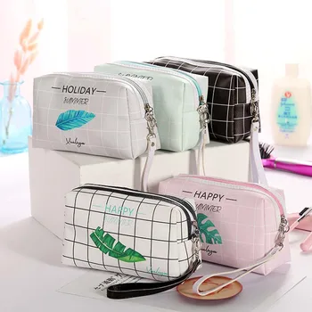 INS Kelionės PU Odos Lapų Spausdinta Kosmetikos Krepšys Organizatorius Moterų Makiažas Maišelį sudaro Atveju, tualetinių reikmenų Krepšiai Grožio Saugojimo Skalbinių krepšys