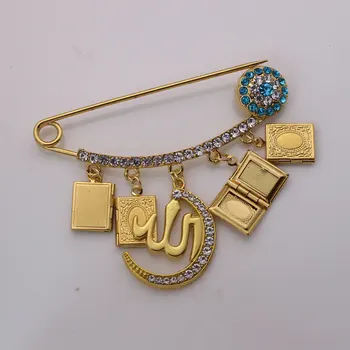 Islamas persų Crescent Moon Star Amuletas musulmonų Dievas Korano knygos sagė kūdikių pin