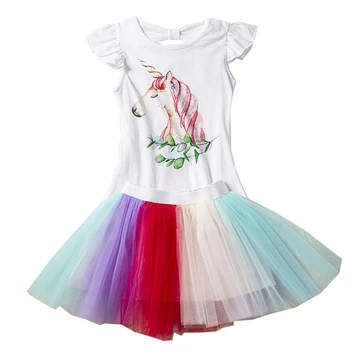 Išgalvotas Blizgučiais Dizaino Vienaragis Suknelės Mergaitėms Princesė Unicornio Vaivorykštės Vaikai Suknelės Mergaitėms Velykų Kostiumas 3-8 Metų