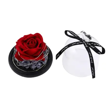 Išskirtinis Rose Stiklo Kupolas su Šviesos Nekilnojamojo Eternal Rose Grožio Ir Žvėrys Konservuoti Rosevalentines dienos dovanų