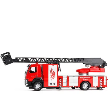 Išskirtinį 1:50 volvo kopėčios / vandens bakas fire truck lydinio modelio,surinkimo ir dovanų,garso ir šviesos gelbėjimo automobilių,nemokamas pristatymas