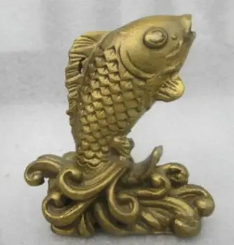 Išskirtinį Reta Kolekcija Kinijos Sendinto Vario Drožyba Turtingas, Laimingas Karpis Žuvies Gyvūnų Statula