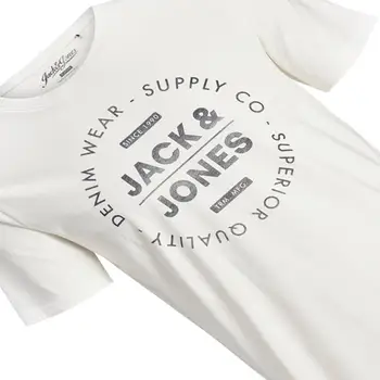 Jack & Jones žmogus T-Shirt JJEJEANS SS TEE ĮGULOS KAKLO 20/21 Marškinėliai trumpomis rankovėmis baltos spalvos, Slim fit