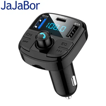JaJaBor Auto FM Siųstuvas Bluetooth 5.0 CarKit MP3 Garso Muzikos Grotuvo laisvų Rankų įranga, Tipas C Įkrovimo Greitai Įkrauti QC3.0 Automobilinis Įkroviklis