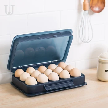 J&J Kiaušiniai, Šaldytuvas Talpinimo Išsaugojimo Dėžutė Su Dangčiu Namų Plastikiniai Kiaušiniai Rack 15 Slots Permatomą Virtuvės Reikmenys