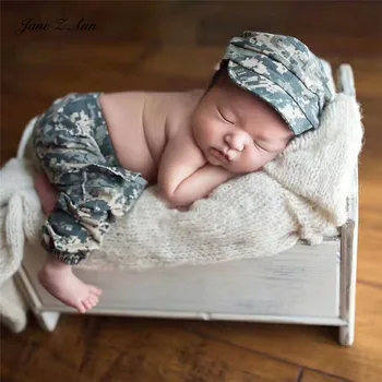 Jane Z Ann Naujagimių fotografijos drabužiai berniukams armijos karinę uniformą kūdikių studija fotografavimo priedai hat+kelnės