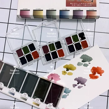 Japonija Akvarelė Rašalo Spalva Japanesque 6 spalvų Kieto Vandens Spalvos Pigmentas Vieno Kietojo Aquarela Meno Reikmenys Amatų Rašalo