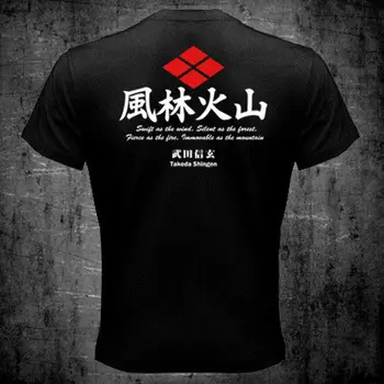 Japonija Sengoku Shogun Viešpats Takeda Shingen Samurajus Furinkazan Karo Meno Viršuje Pardavimas Vyrų Apvalios Kaklo Medvilnės Atsitiktinis Raumenų T Shirts