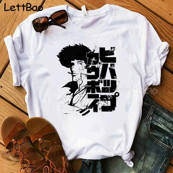 JAPONIJOS Anime Kaubojus Bebop Smaigalys Juokingi Marškinėliai Moterims Naujas Baltos spalvos Atsitiktinis Marškinėlius Japonų Manga Unisex Streetwear Medvilnė , T-shirt